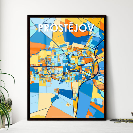 PROSTĚJOV CZECHIA Vibrant Colorful Art Map Poster Blue Orange