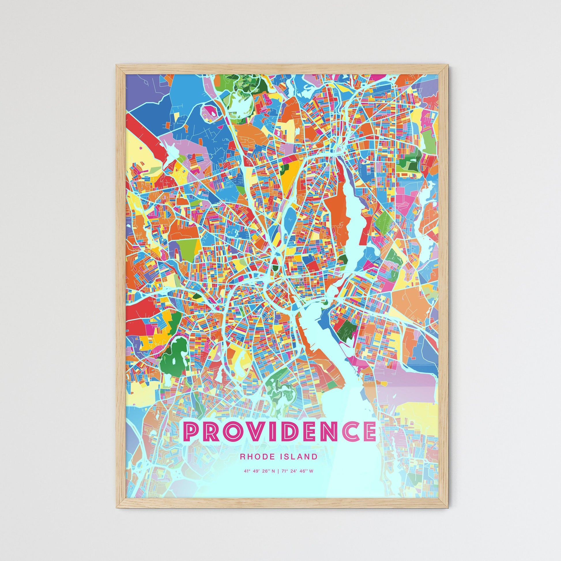 Colorful Providence Rhode Island Fine Art Map Crazy Colors