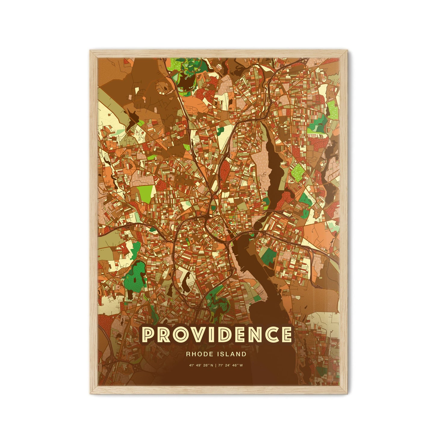Colorful Providence Rhode Island Fine Art Map Farmhouse