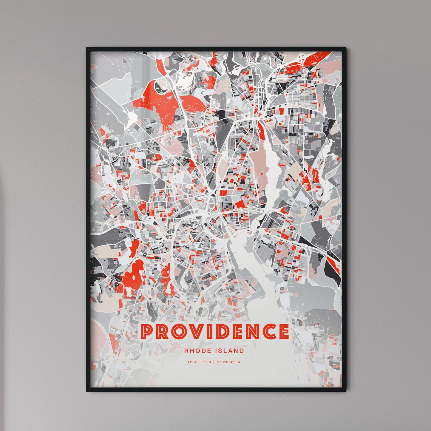 Colorful Providence Rhode Island Fine Art Map Modern Expressive