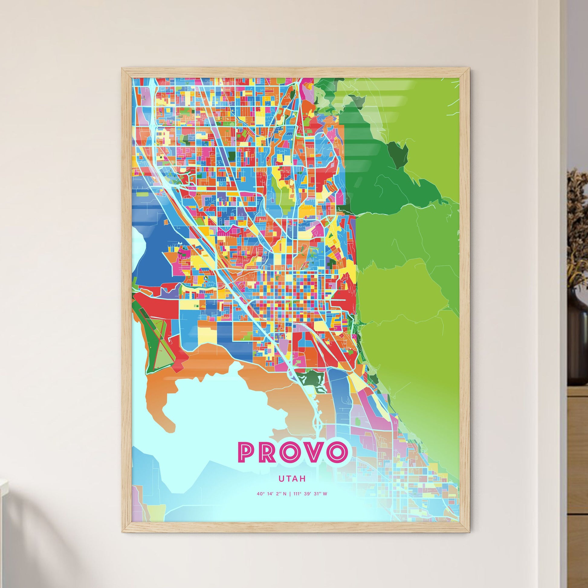 Colorful Provo Utah Fine Art Map Crazy Colors