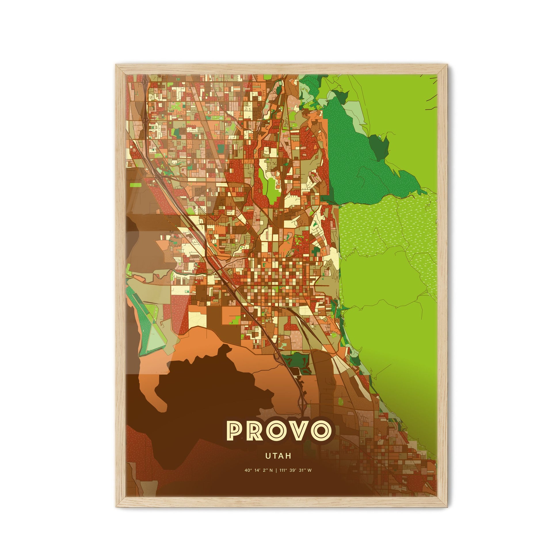 Colorful Provo Utah Fine Art Map Farmhouse