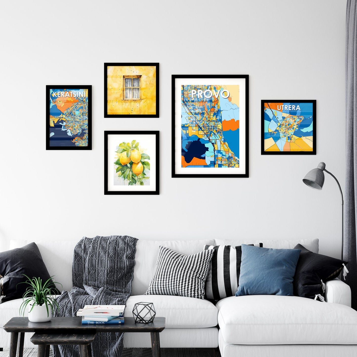 PROVO UTAH Vibrant Colorful Art Map Poster Blue Orange