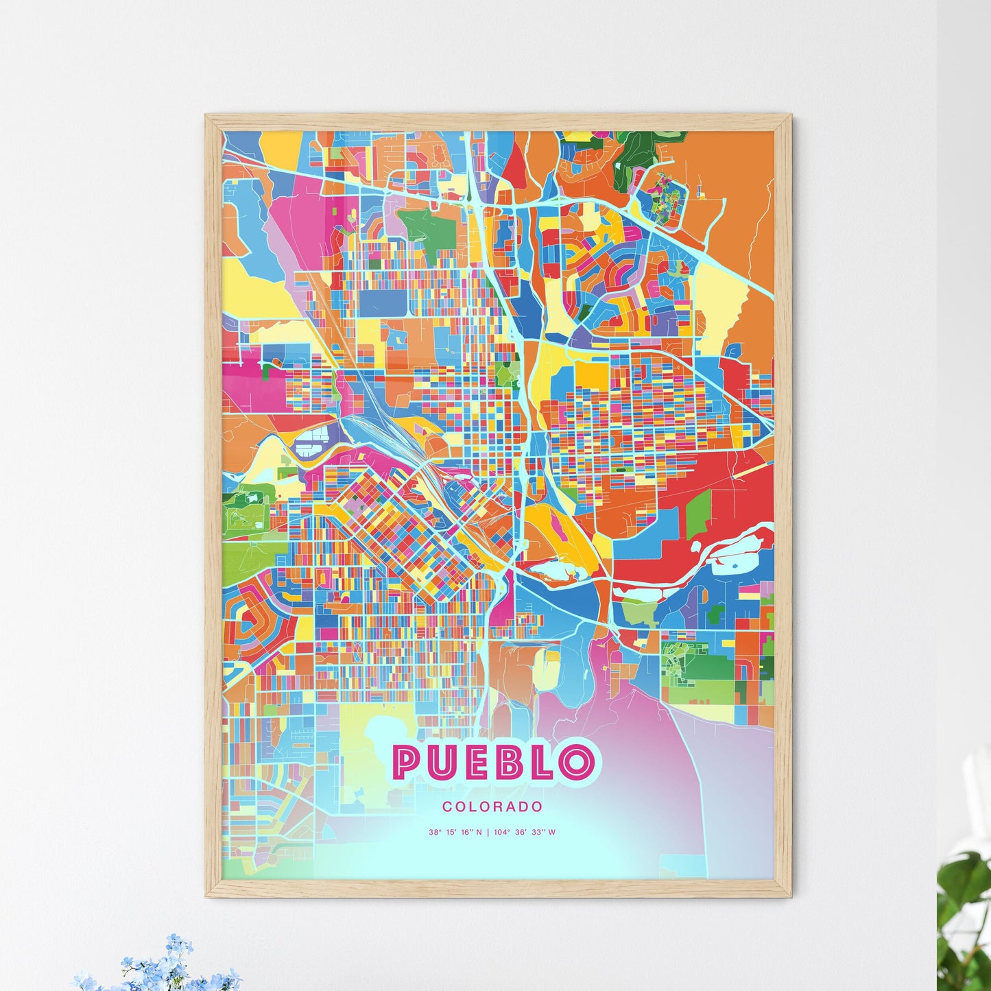 Colorful Pueblo Colorado Fine Art Map Crazy Colors