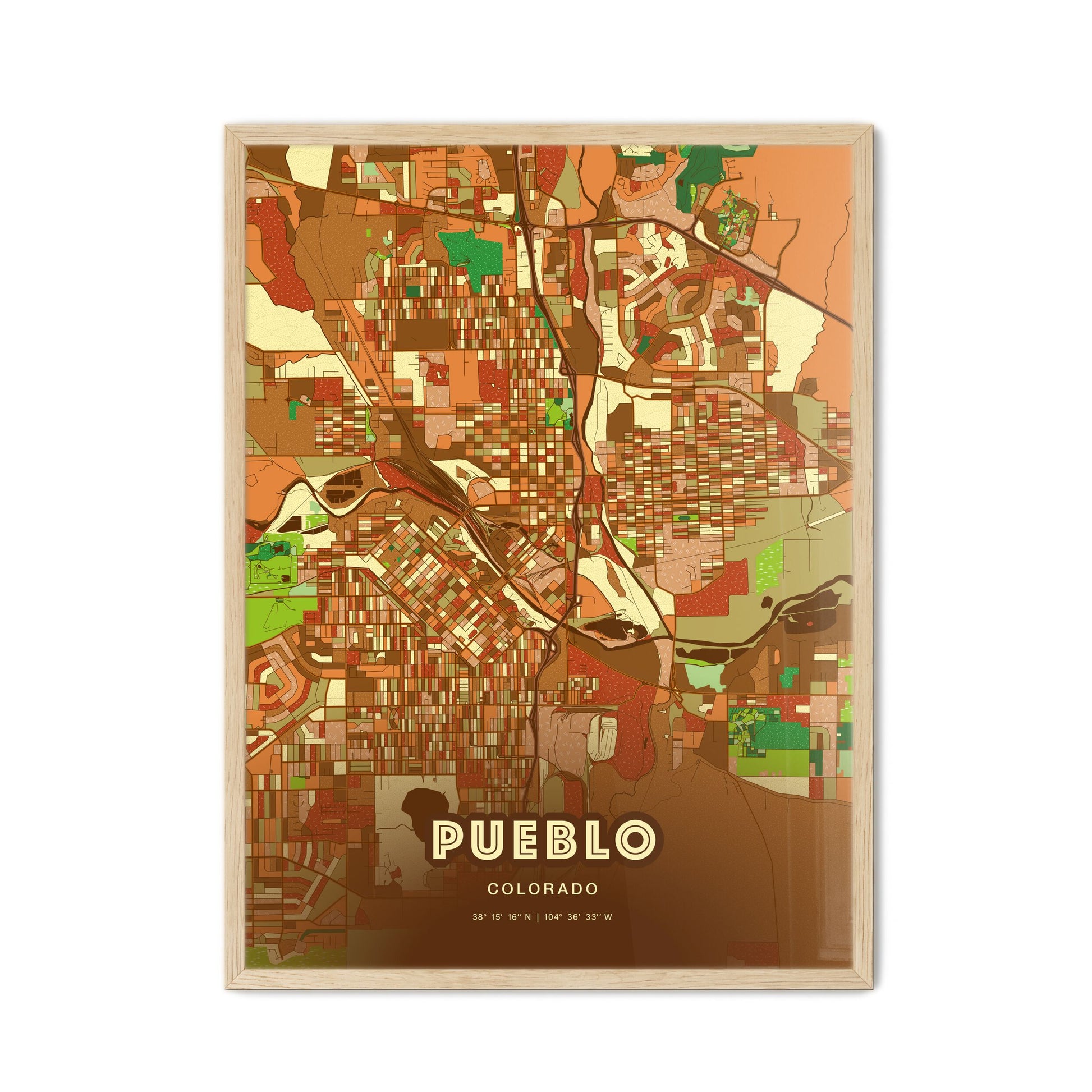 Colorful Pueblo Colorado Fine Art Map Farmhouse