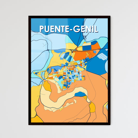 PUENTE-GENIL SPAIN Vibrant Colorful Art Map Poster Blue Orange