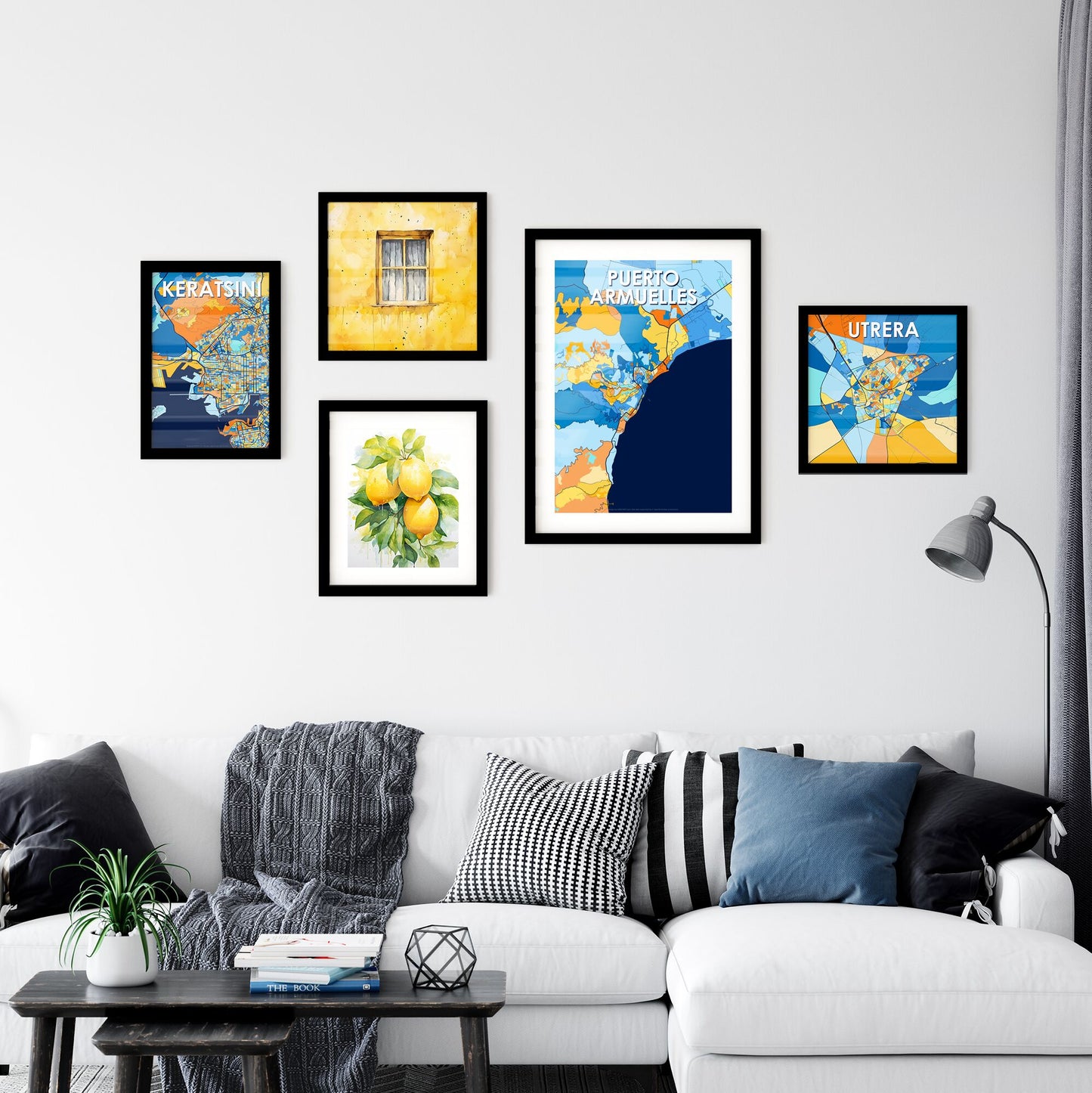 PUERTO ARMUELLES PANAMA Vibrant Colorful Art Map Poster Blue Orange