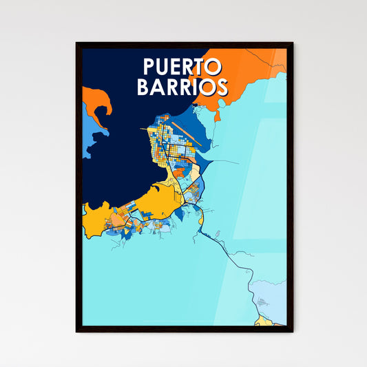 PUERTO BARRIOS GUATEMALA Vibrant Colorful Art Map Poster Blue Orange