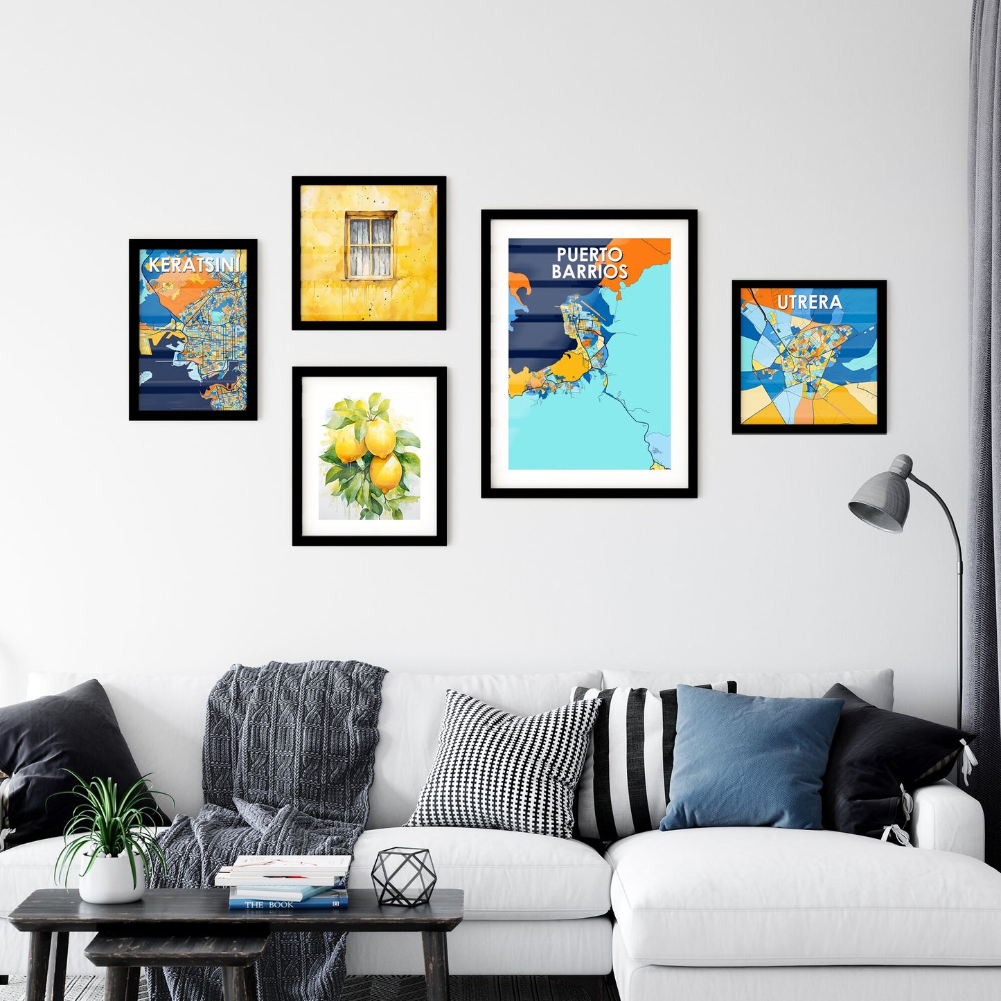 PUERTO BARRIOS GUATEMALA Vibrant Colorful Art Map Poster Blue Orange