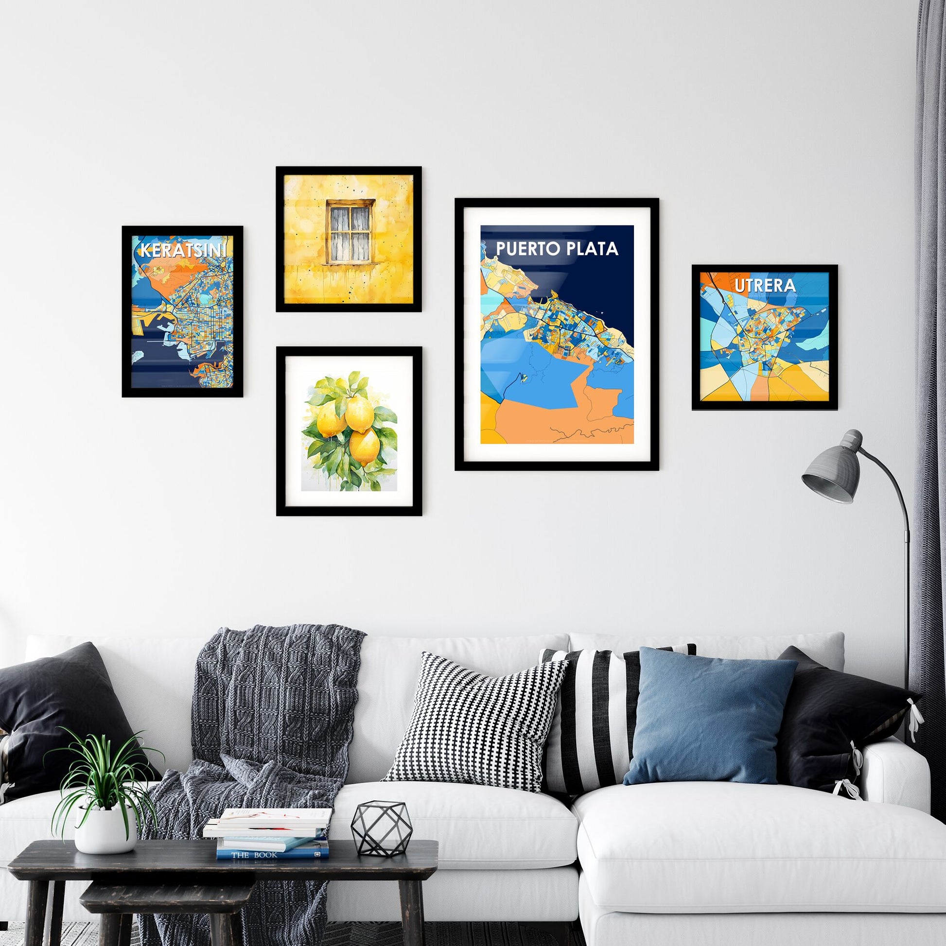 PUERTO PLATA DOMINICAN REPUBLIC Vibrant Colorful Art Map Poster Blue Orange