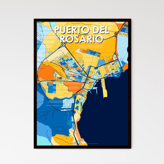 PUERTO DEL ROSARIO SPAIN Vibrant Colorful Art Map Poster Blue Orange