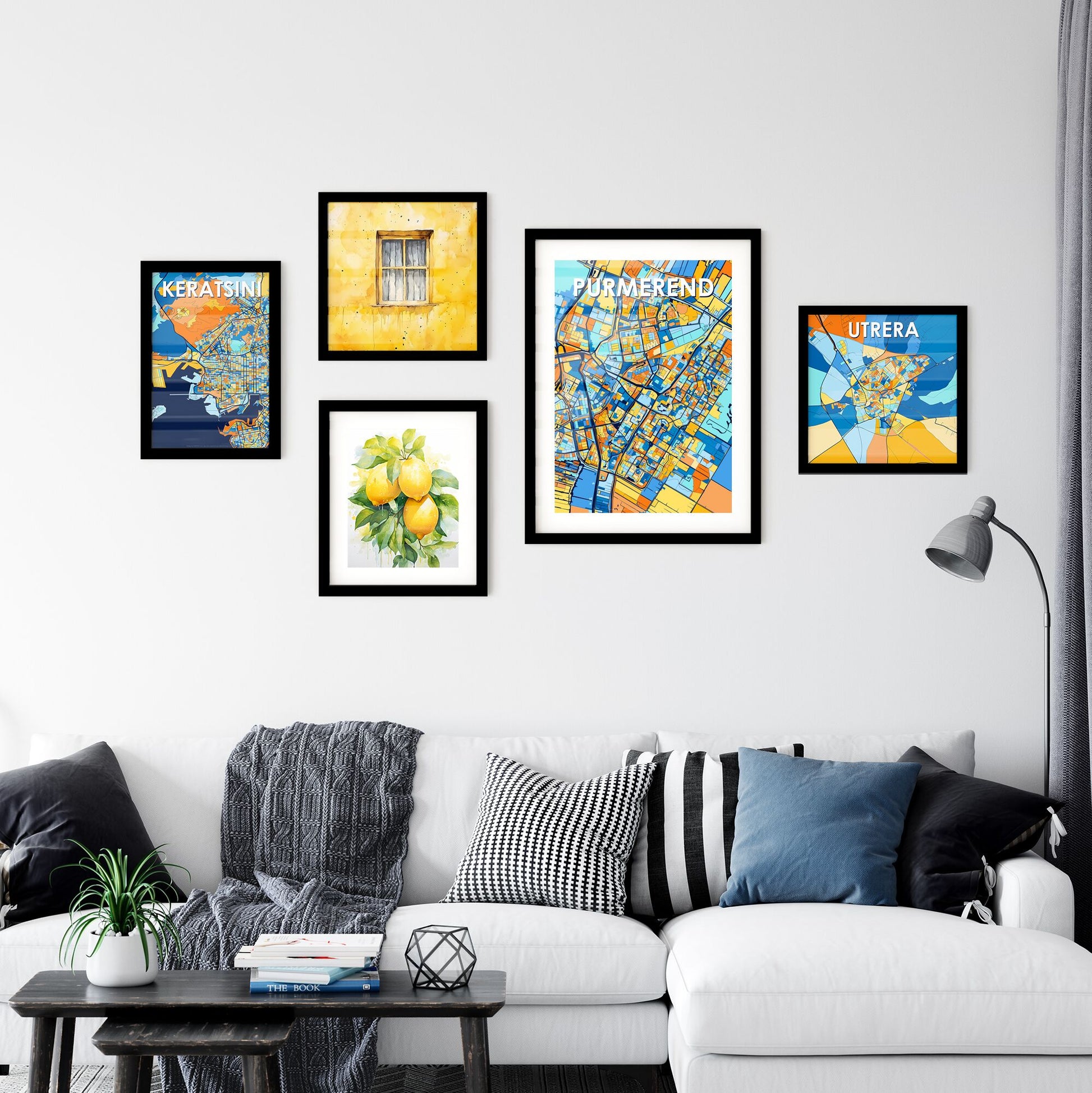 PURMEREND NETHERLANDS Vibrant Colorful Art Map Poster Blue Orange