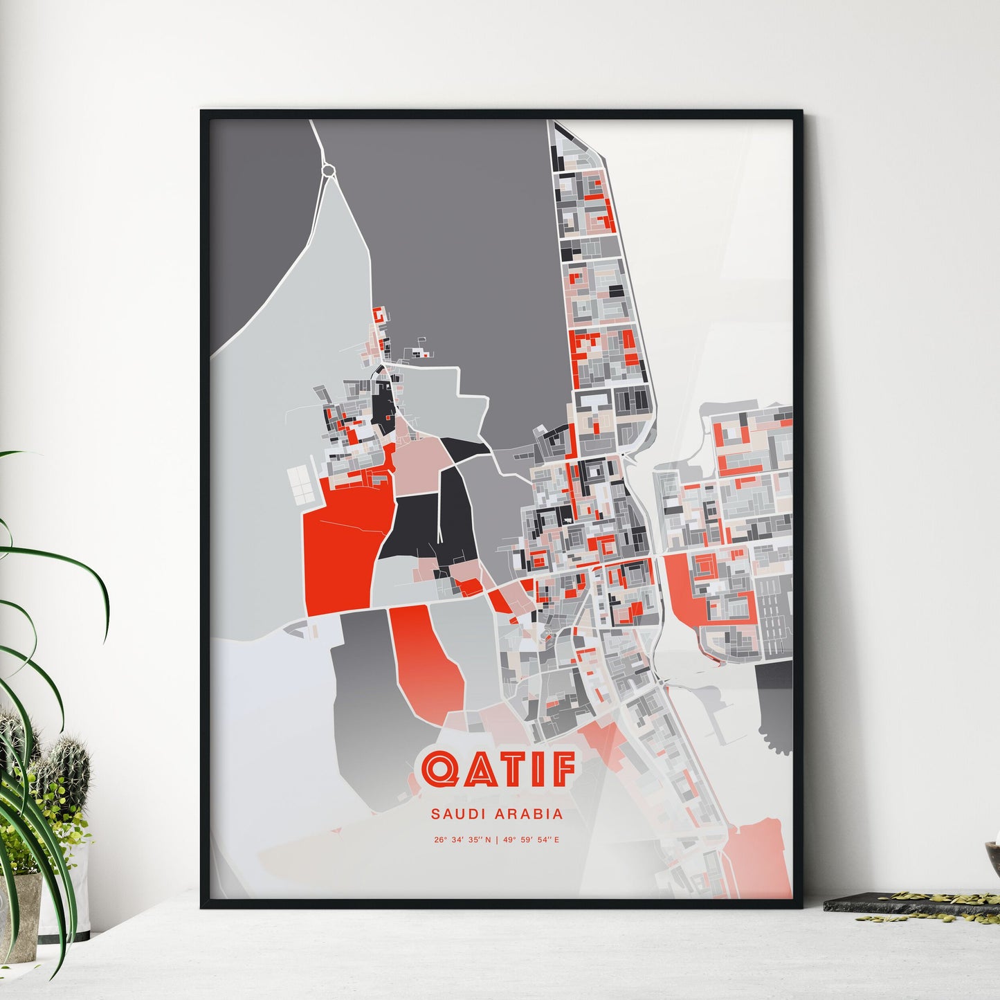 Colorful Qatif Saudi Arabia Fine Art Map Modern Expressive