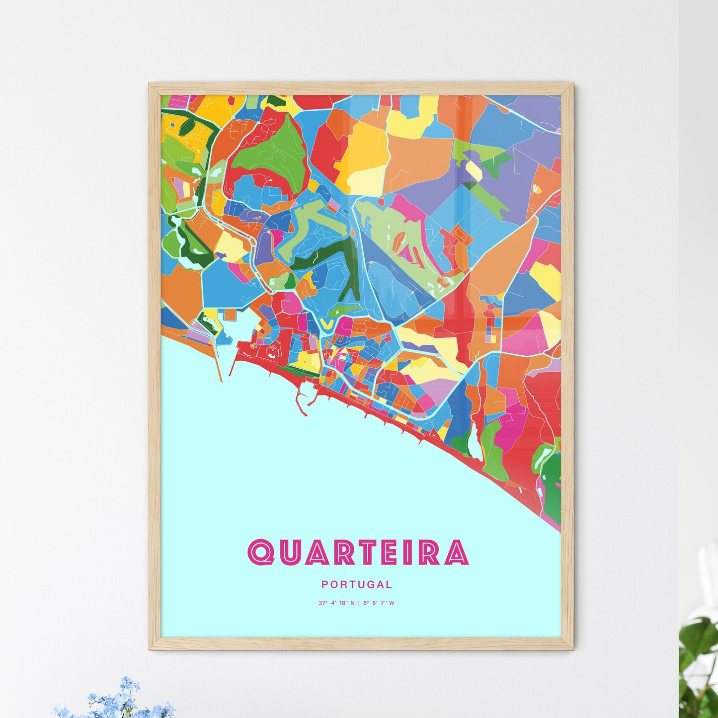 Colorful Quarteira Portugal Fine Art Map Crazy Colors
