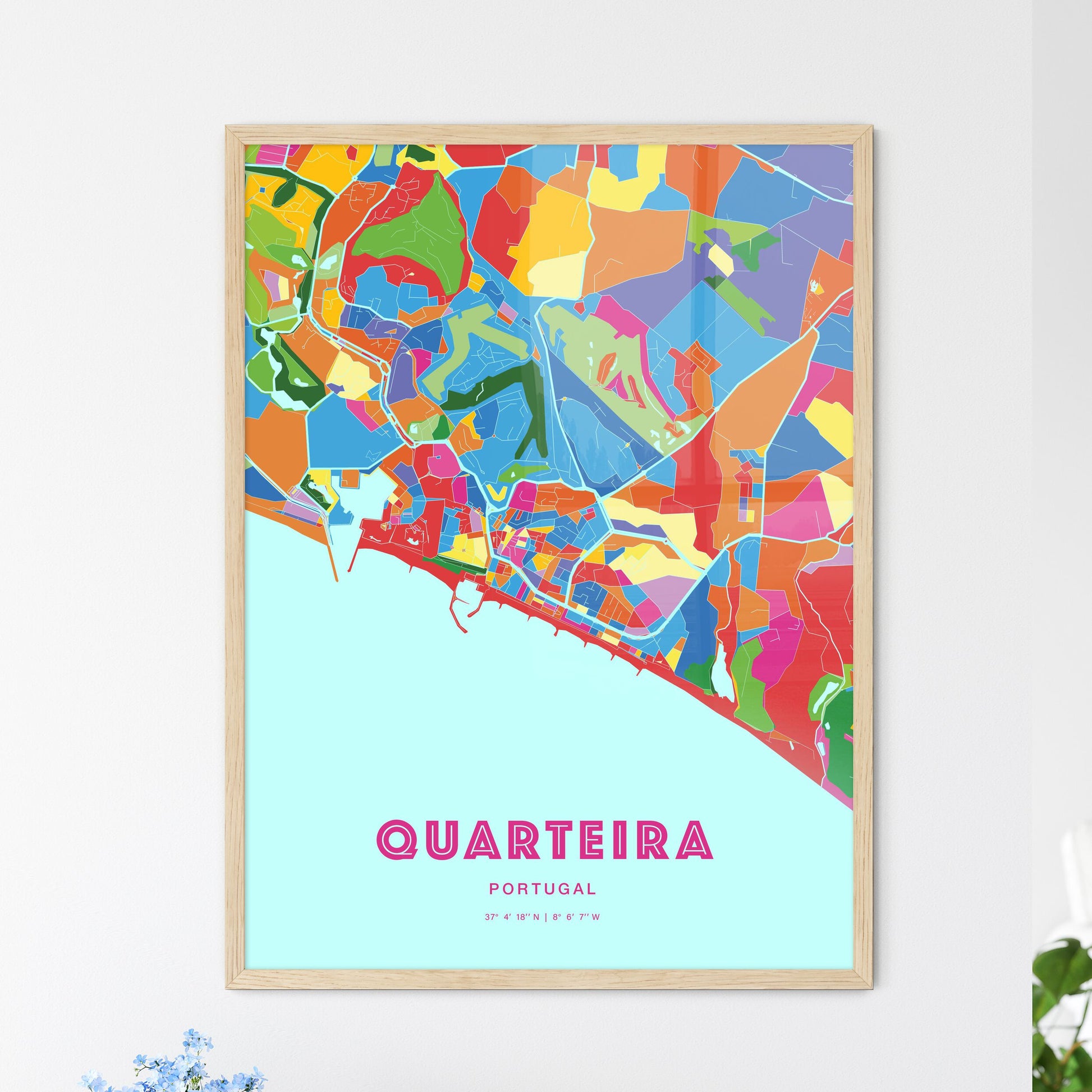 Colorful Quarteira Portugal Fine Art Map Crazy Colors