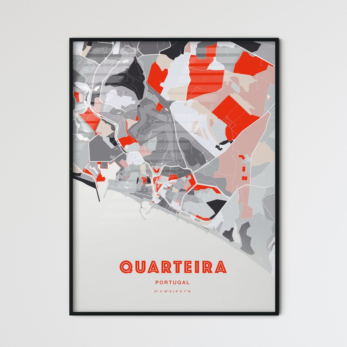 Colorful Quarteira Portugal Fine Art Map Modern Expressive