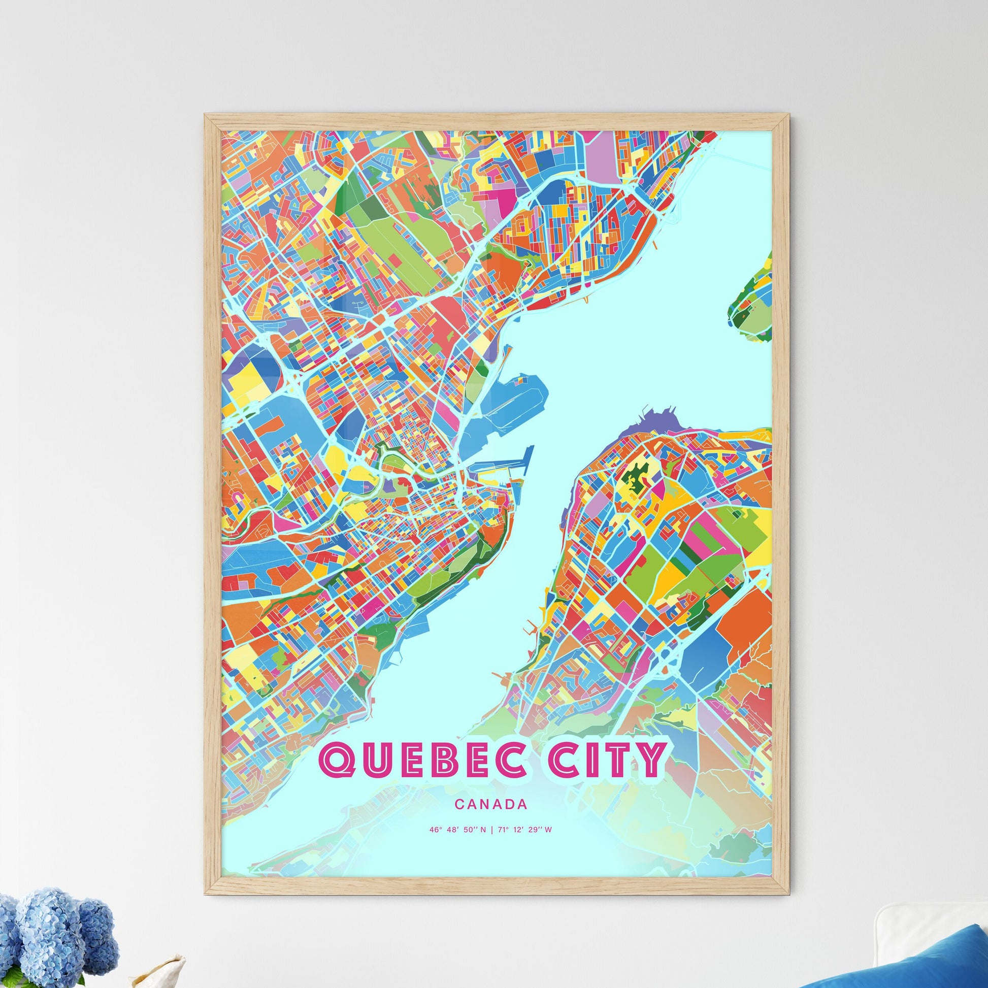 Colorful Quebec City Canada Fine Art Map Crazy Colors