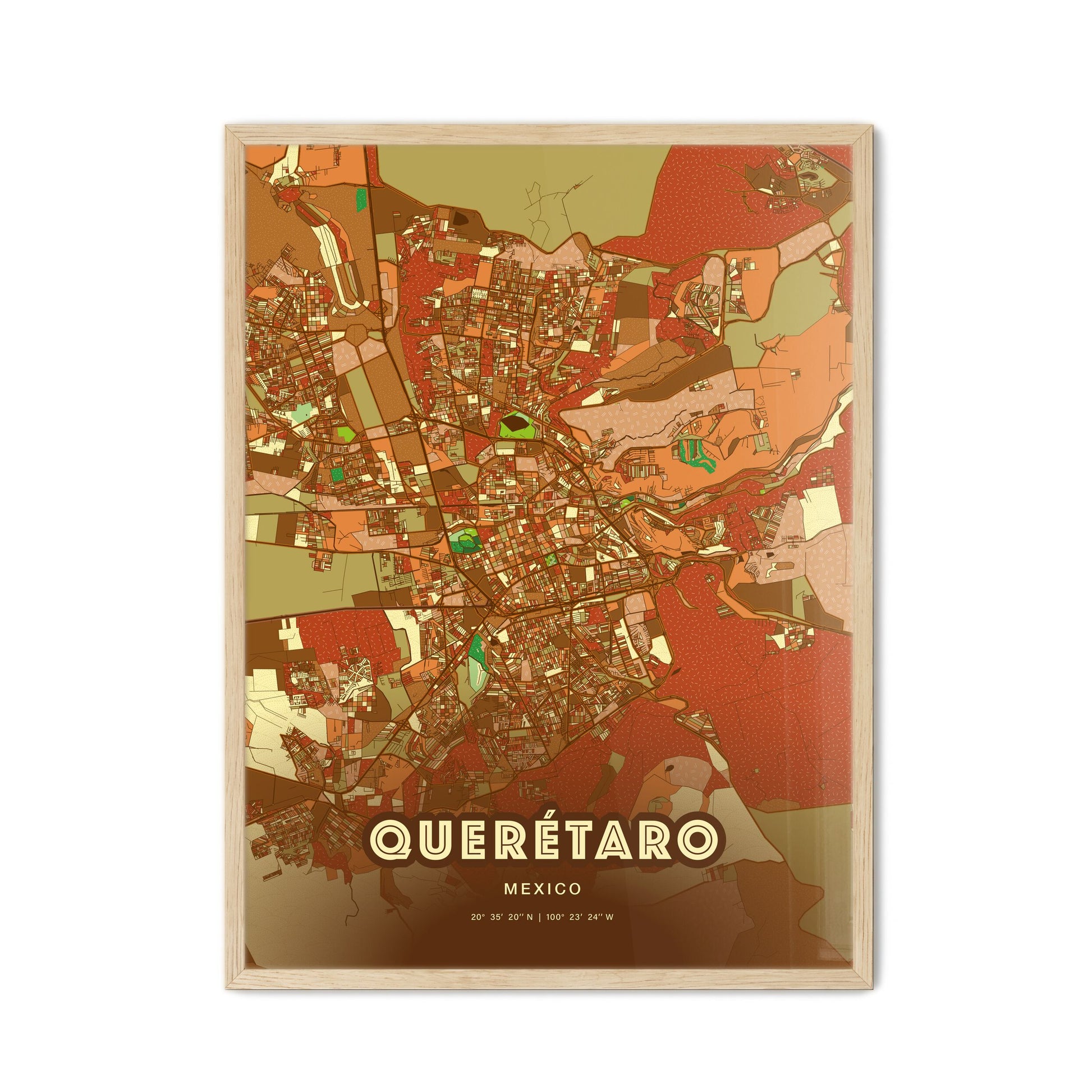 Colorful Querétaro Mexico Fine Art Map Farmhouse