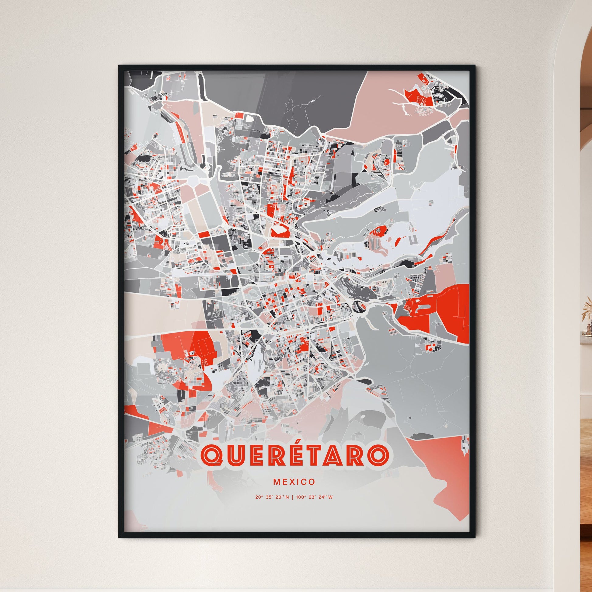 Colorful Querétaro Mexico Fine Art Map Modern Expressive