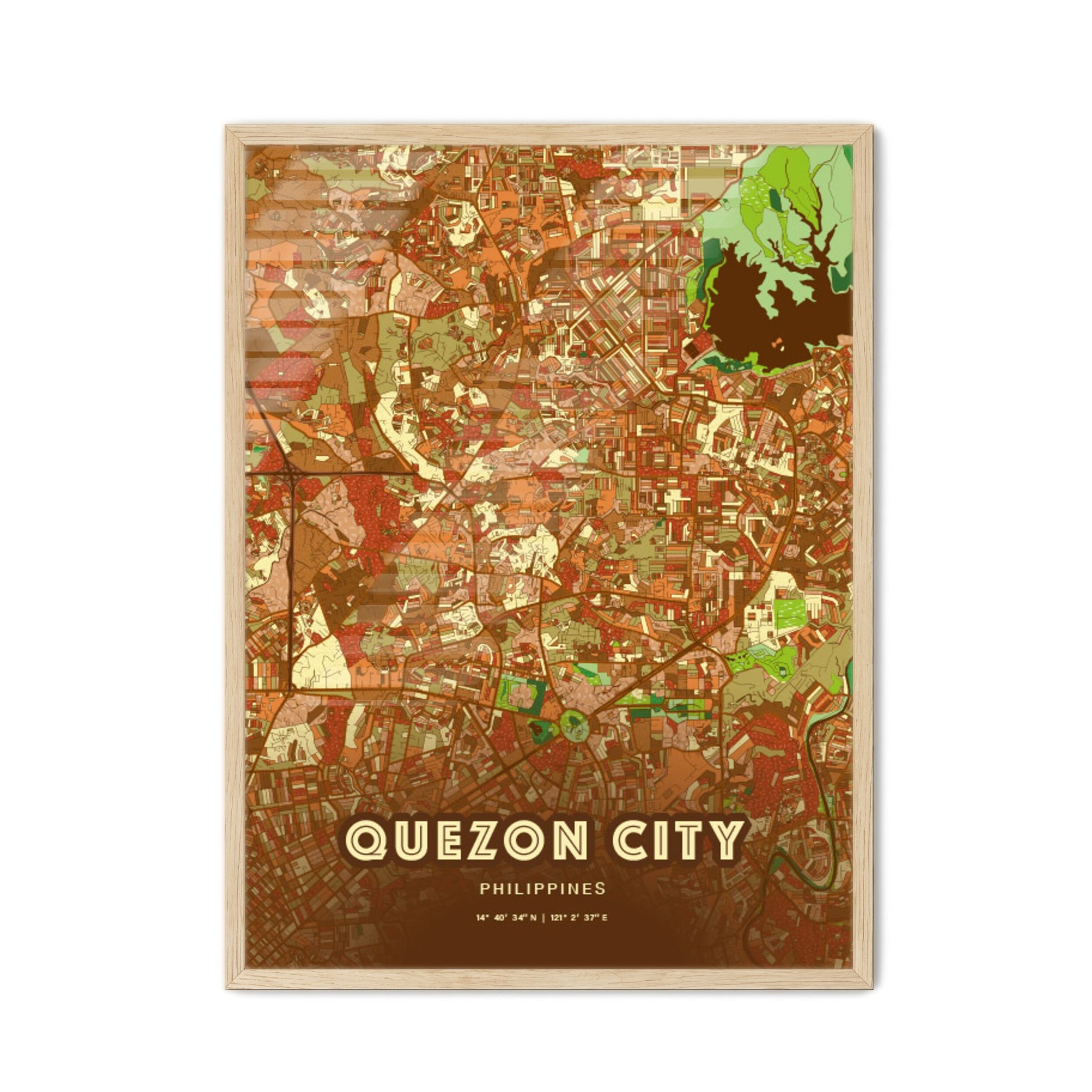 Colorful Quezon City Philippines Fine Art Map Farmhouse
