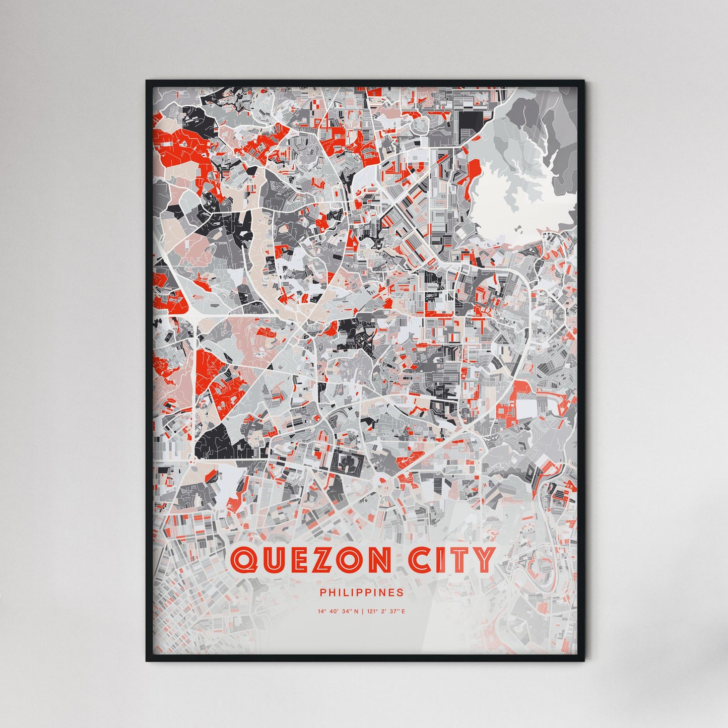 Colorful Quezon City Philippines Fine Art Map Modern Expressive