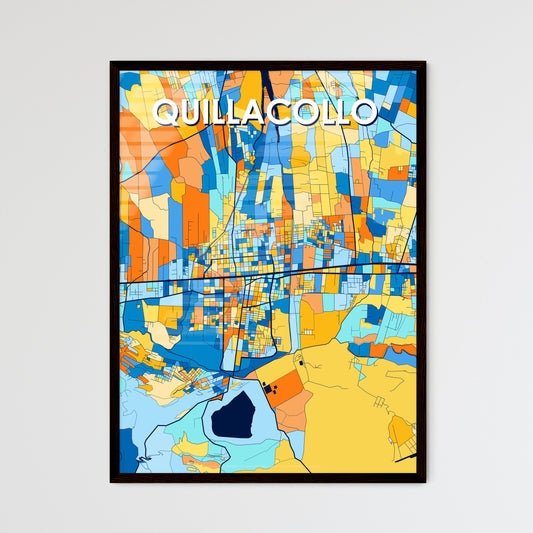 QUILLACOLLO BOLIVIA Vibrant Colorful Art Map Poster Blue Orange