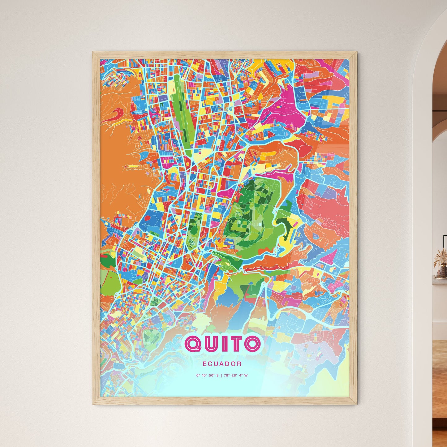 Colorful Quito Ecuador Fine Art Map Crazy Colors