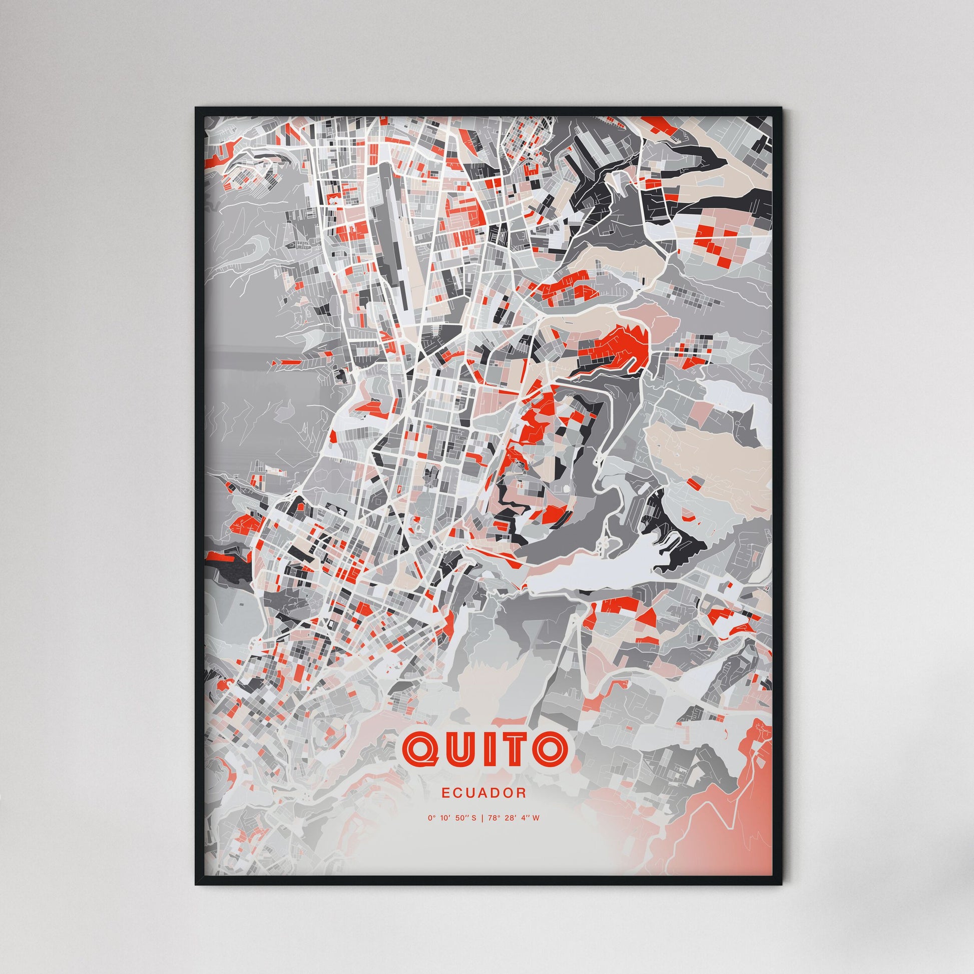 Colorful Quito Ecuador Fine Art Map Modern Expressive