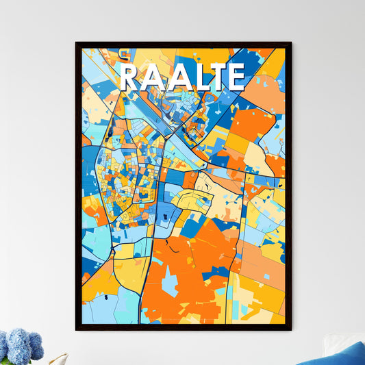 RAALTE NETHERLANDS Vibrant Colorful Art Map Poster Blue Orange