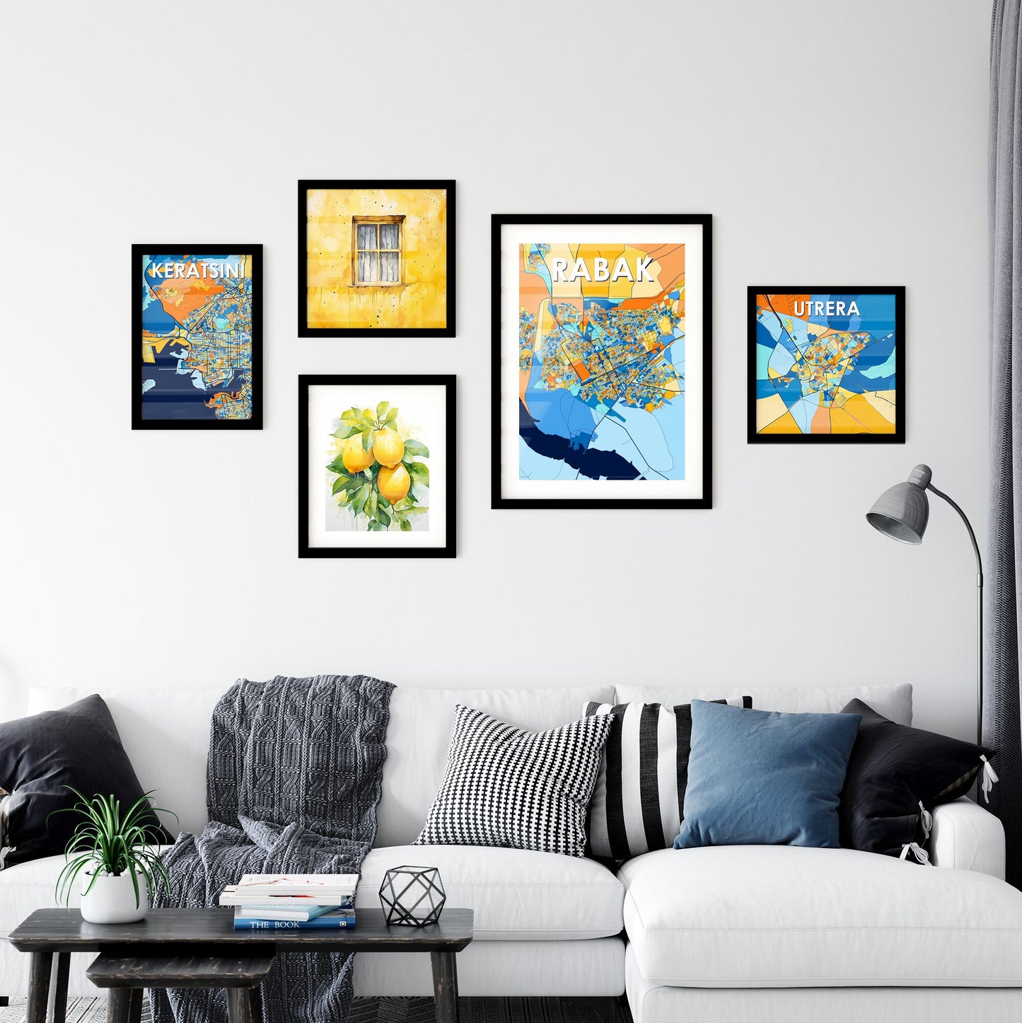 RABAK SUDAN Vibrant Colorful Art Map Poster Blue Orange