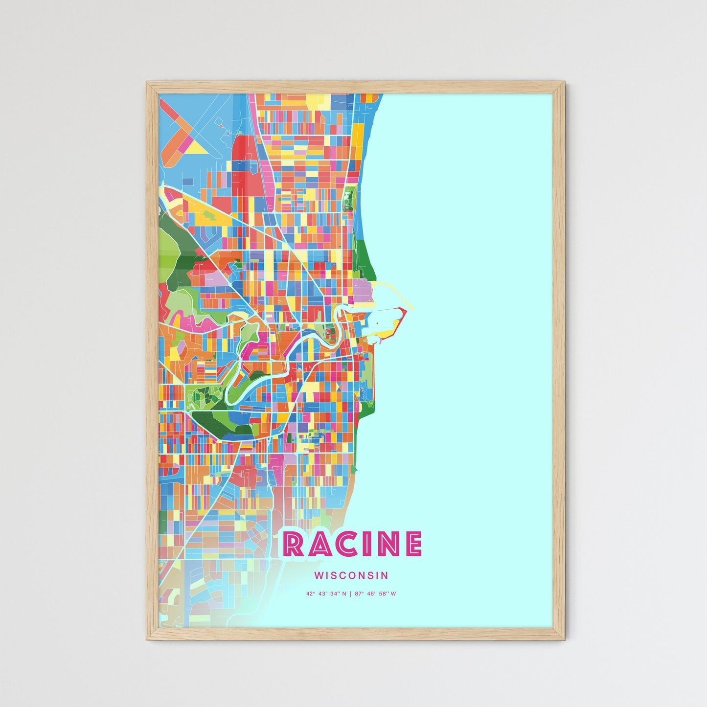 Colorful Racine Wisconsin Fine Art Map Crazy Colors