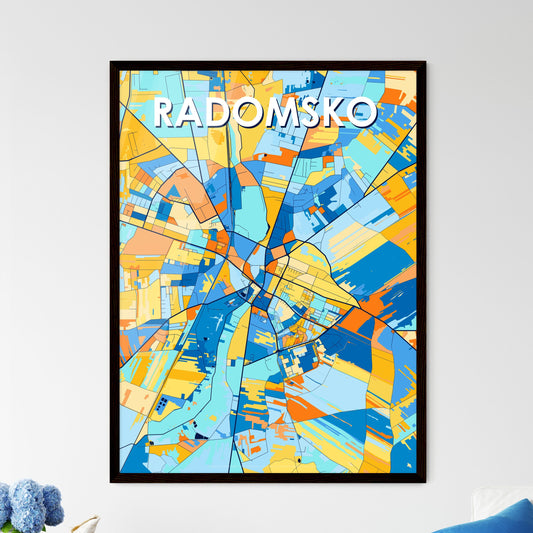 RADOMSKO POLAND Vibrant Colorful Art Map Poster Blue Orange