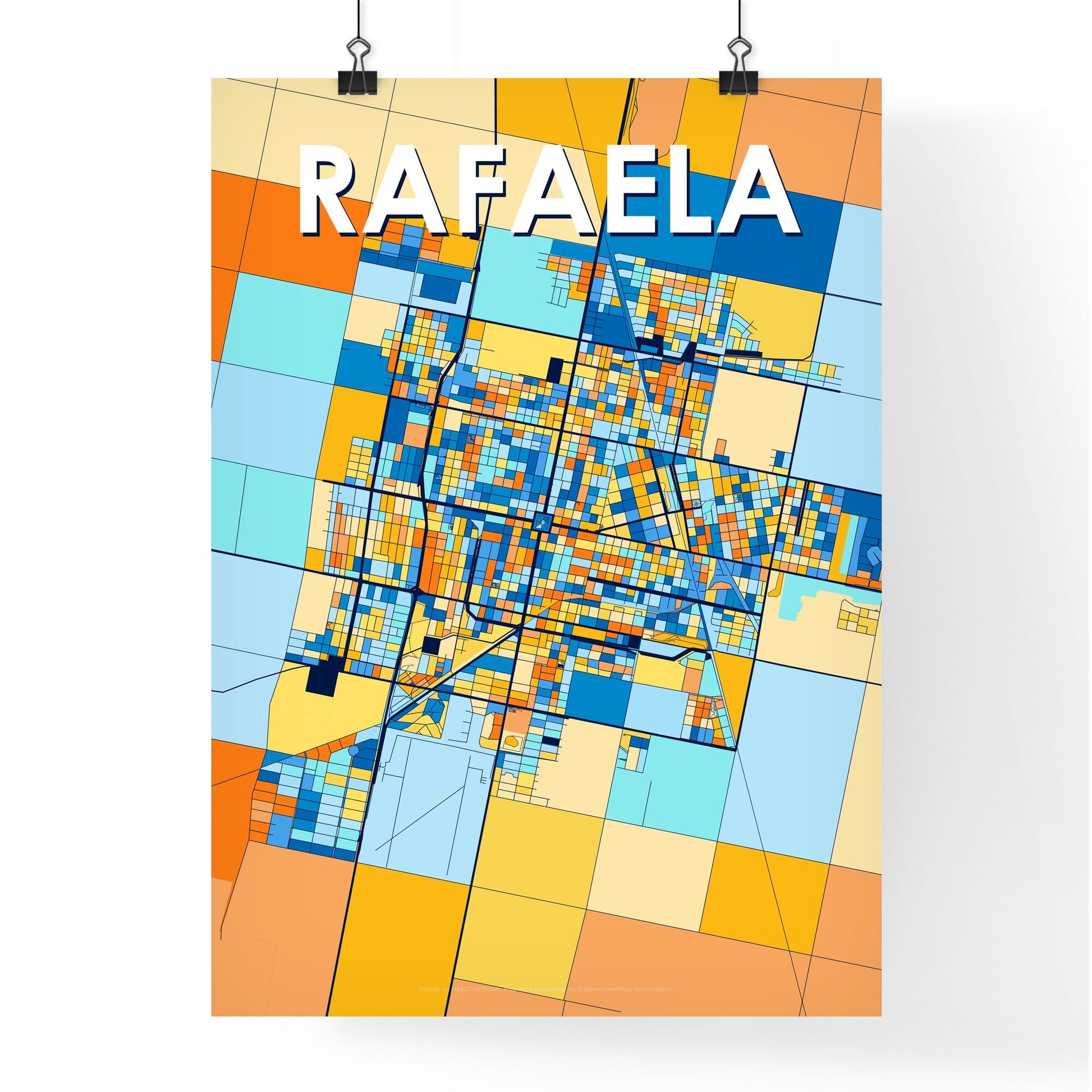 RAFAELA ARGENTINA Vibrant Colorful Art Map Poster Blue Orange