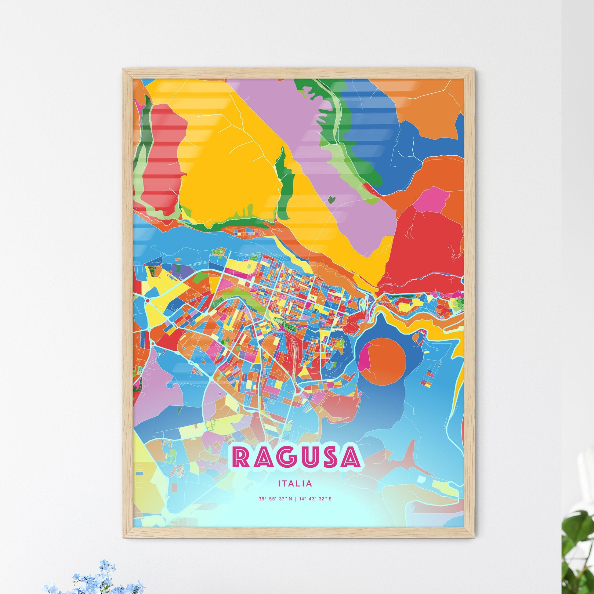 Colorful Ragusa Italy Fine Art Map Crazy Colors