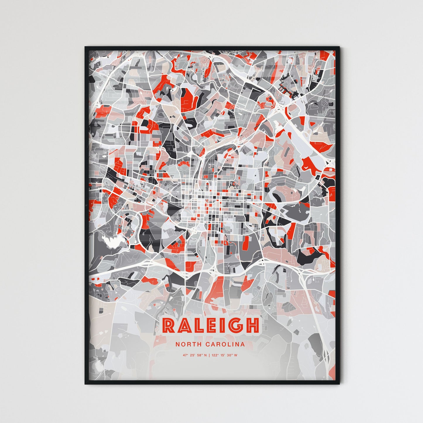 Colorful Raleigh North Carolina Fine Art Map Modern Expressive