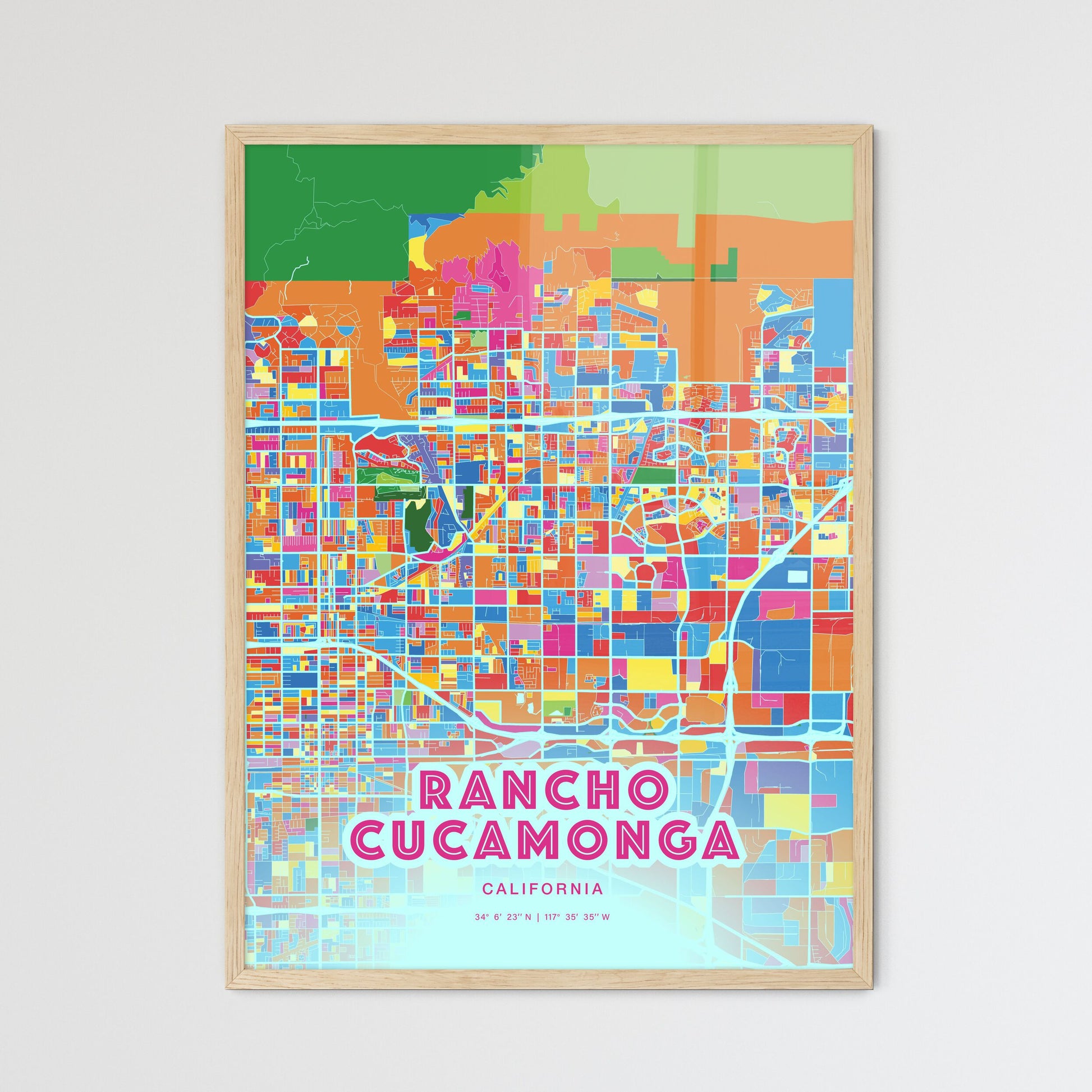 Colorful Rancho Cucamonga California Fine Art Map Crazy Colors