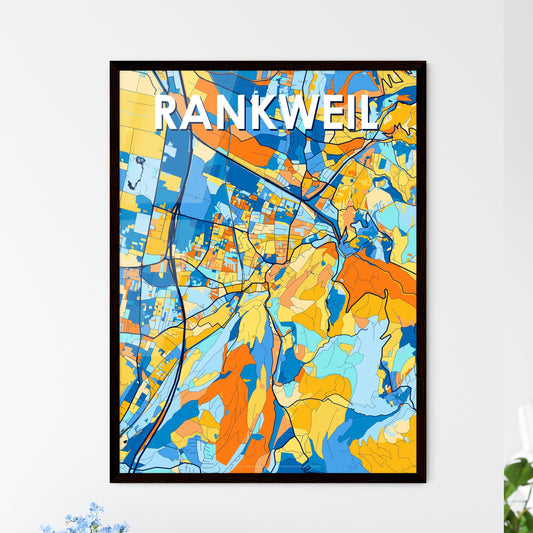 RANKWEIL AUSTRIA Vibrant Colorful Art Map Poster Blue Orange