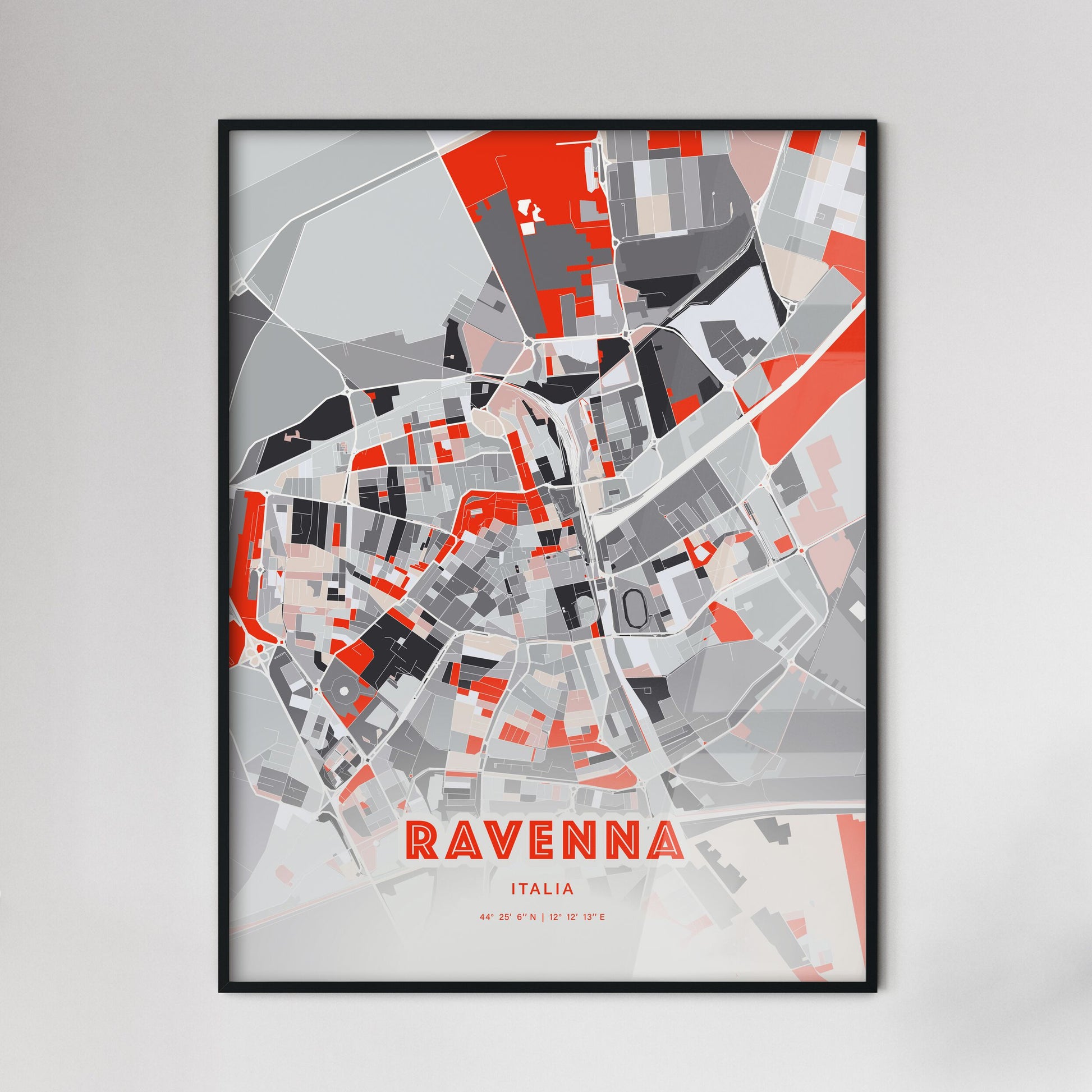 Colorful Ravenna Italy Fine Art Map Modern Expressive