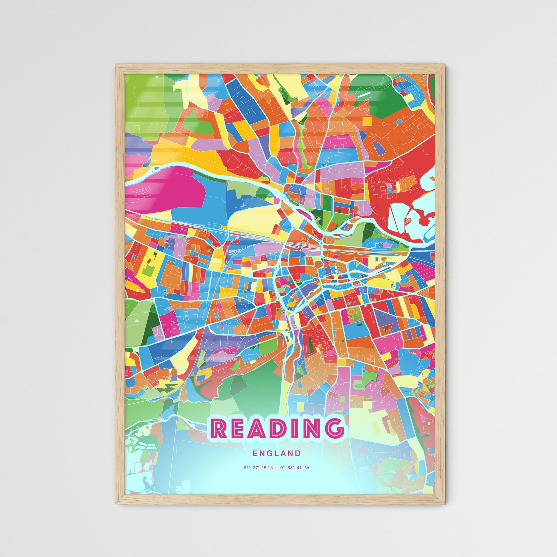 Colorful Reading England Fine Art Map Crazy Colors