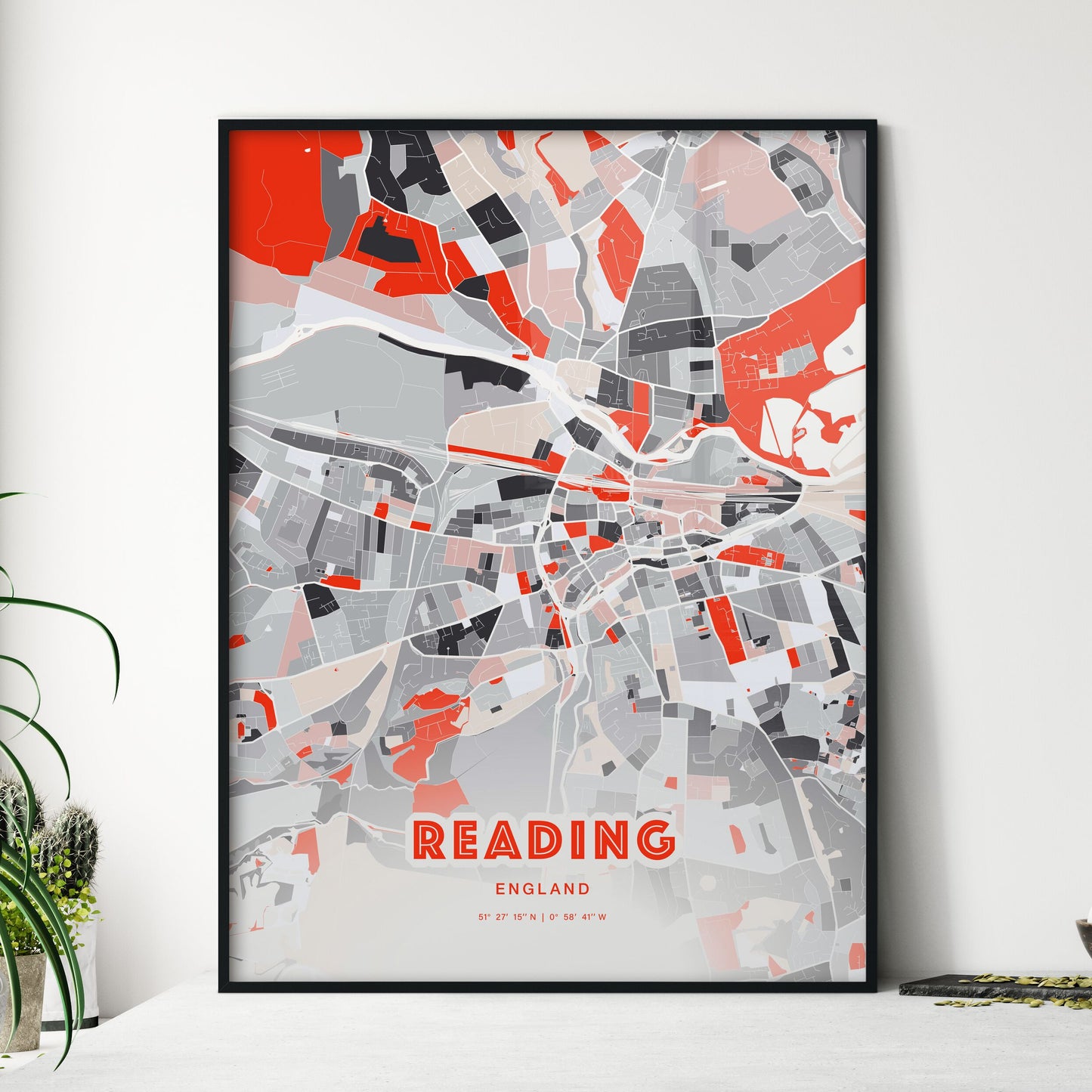 Colorful Reading England Fine Art Map Modern Expressive