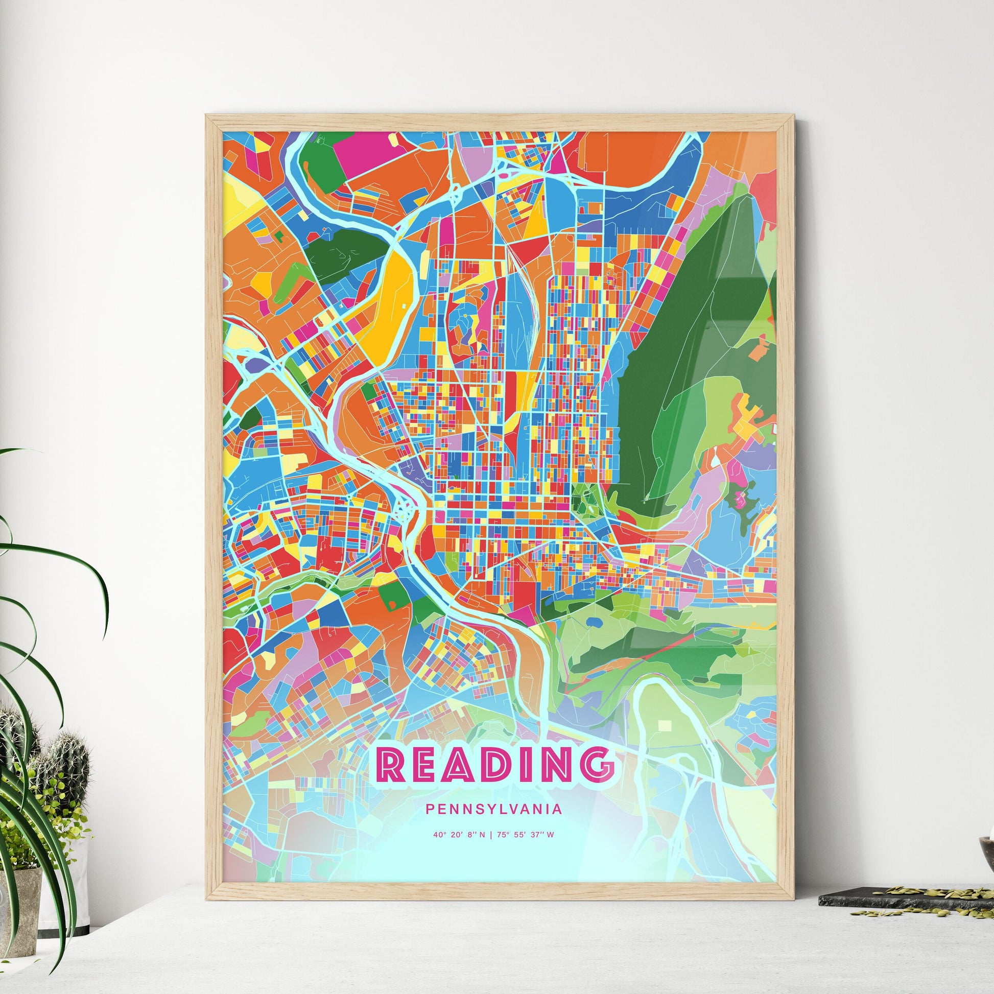 Colorful Reading Pennsylvania Fine Art Map Crazy Colors