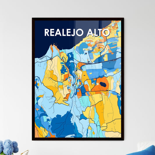 REALEJO ALTO SPAIN Vibrant Colorful Art Map Poster Blue Orange