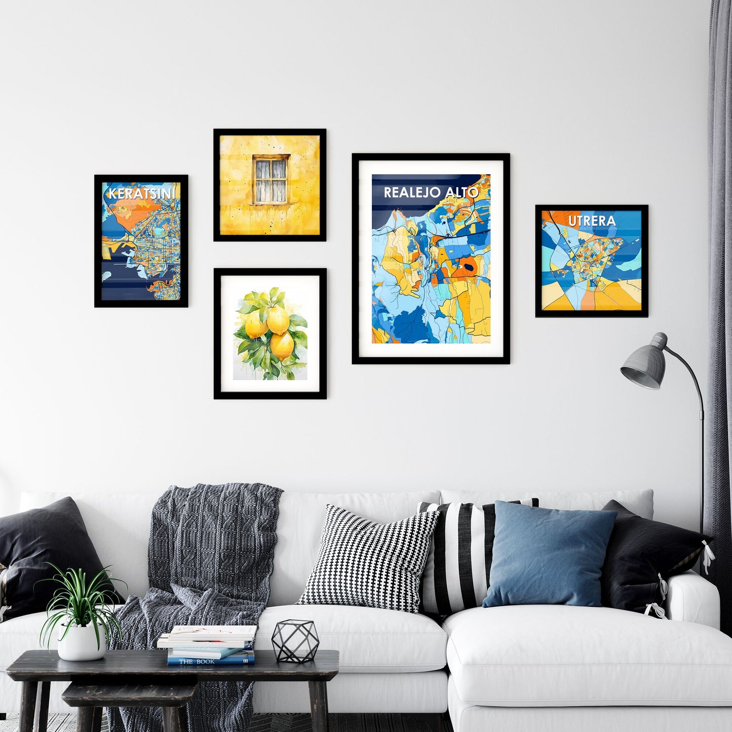 REALEJO ALTO SPAIN Vibrant Colorful Art Map Poster Blue Orange