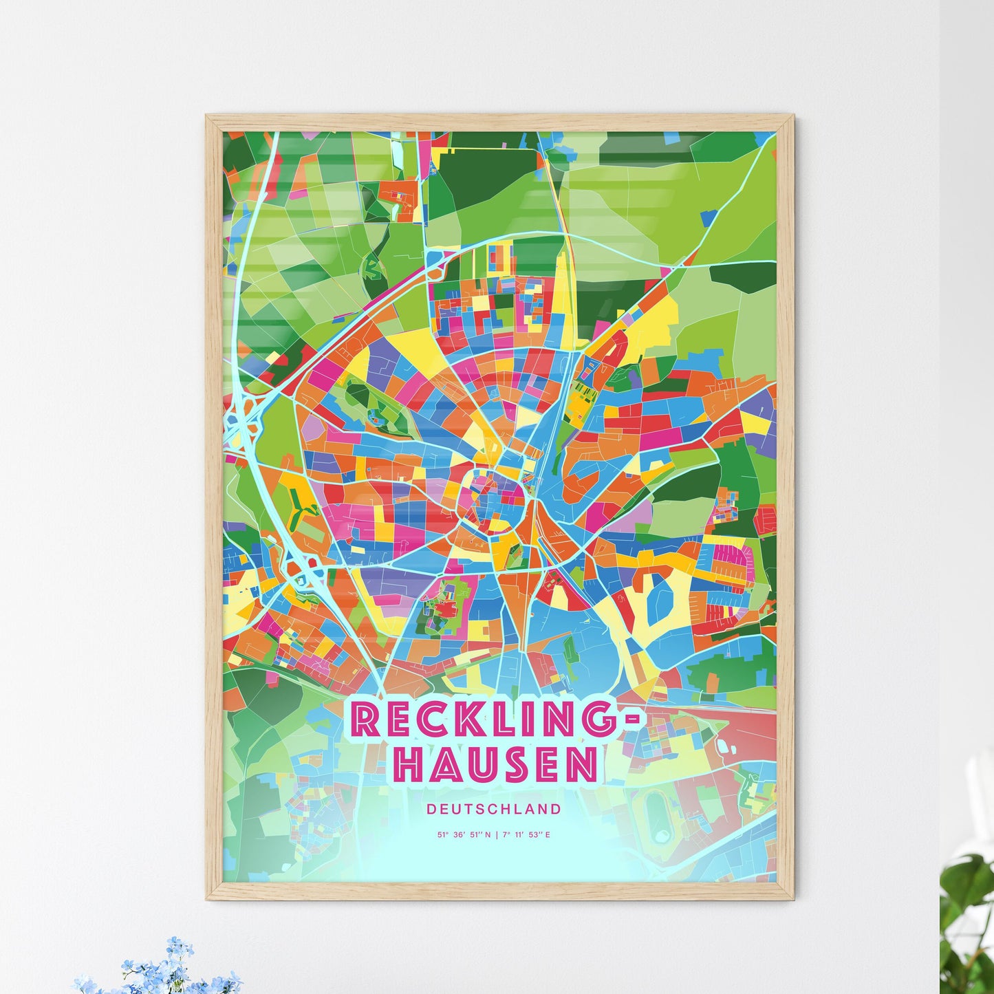 Colorful Recklinghausen Germany Fine Art Map Crazy Colors
