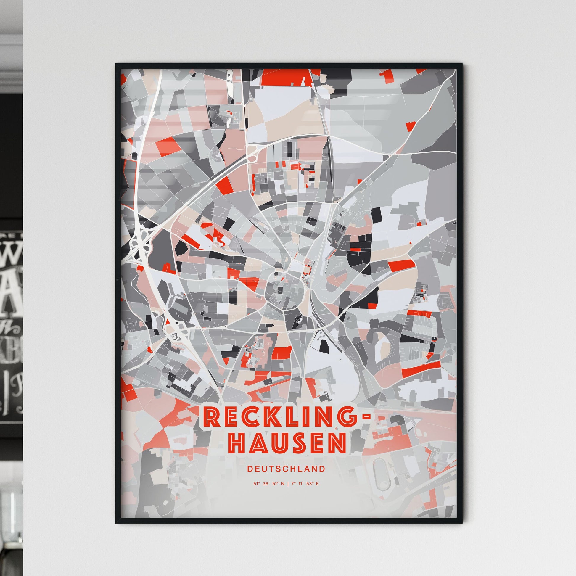 Colorful Recklinghausen Germany Fine Art Map Modern Expressive