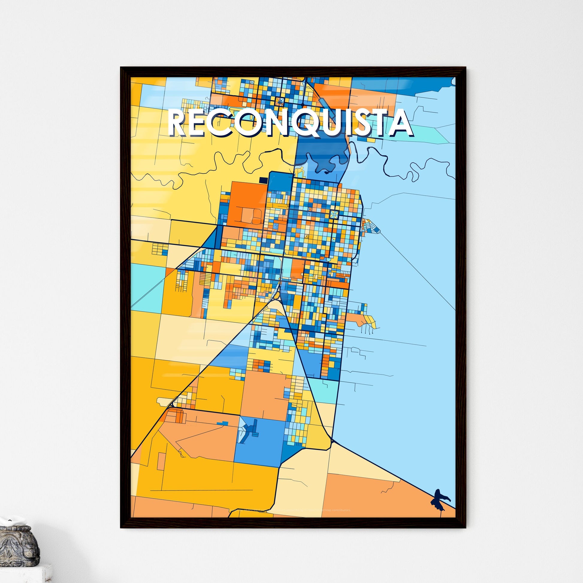 RECONQUISTA ARGENTINA Vibrant Colorful Art Map Poster Blue Orange