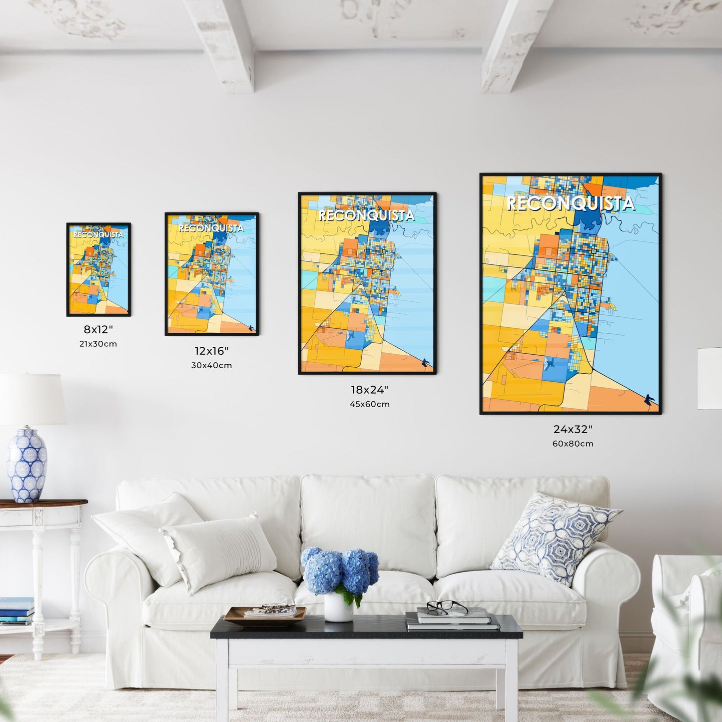 RECONQUISTA ARGENTINA Vibrant Colorful Art Map Poster Blue Orange