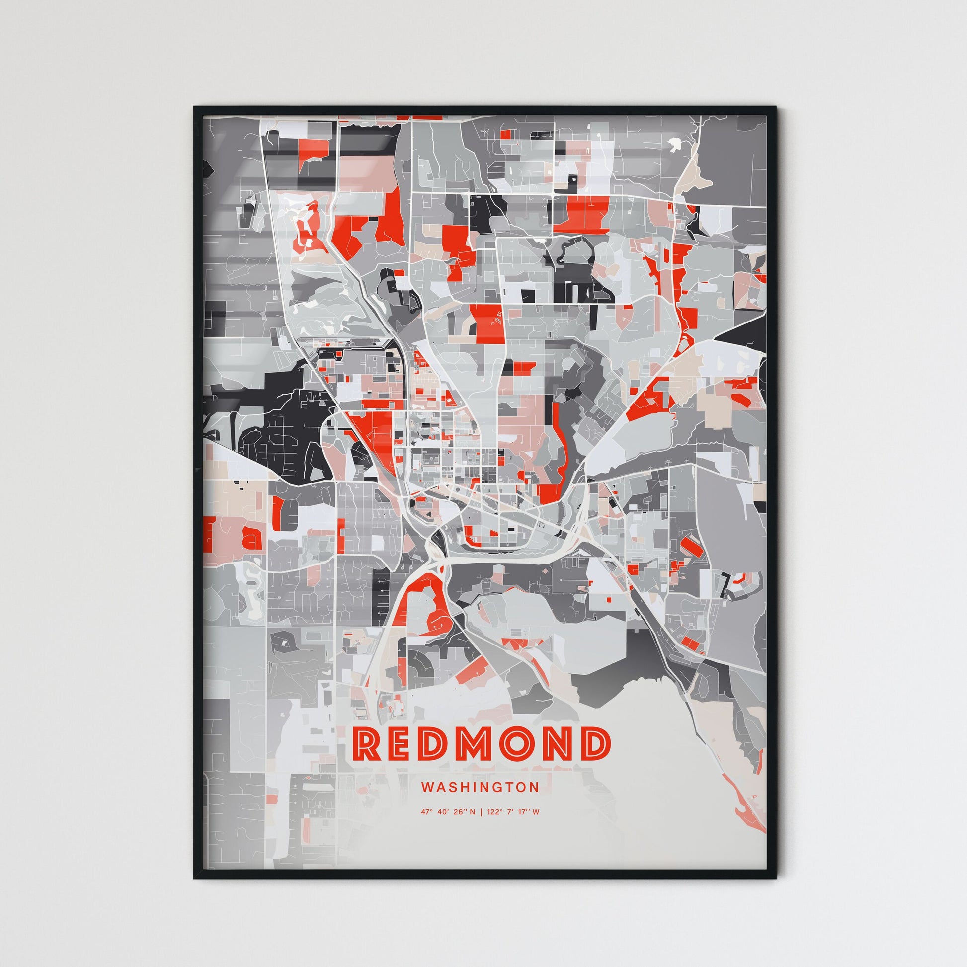 Colorful Redmond Washington Fine Art Map Modern Expressive