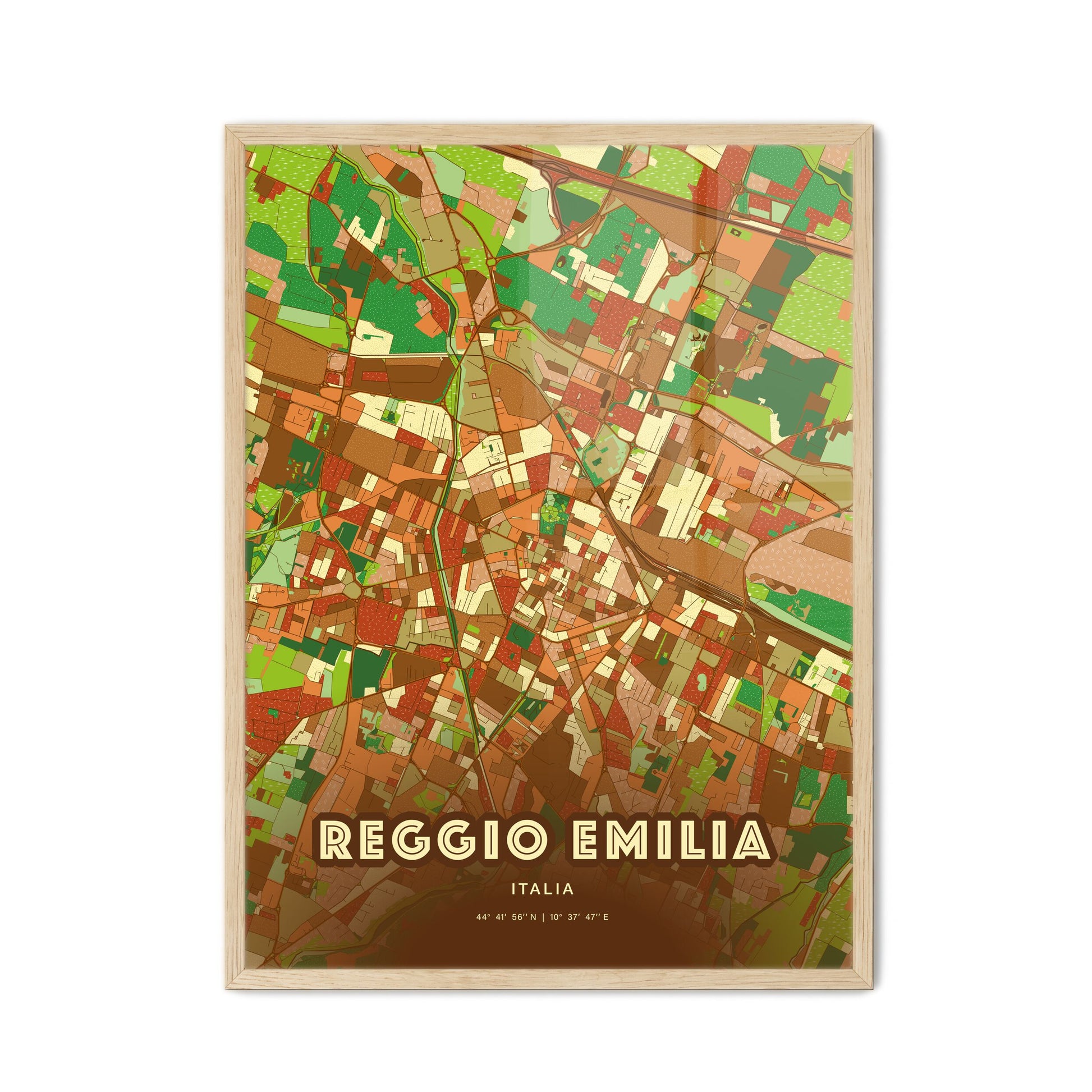 Colorful Reggio Emilia Italy Fine Art Map Farmhouse