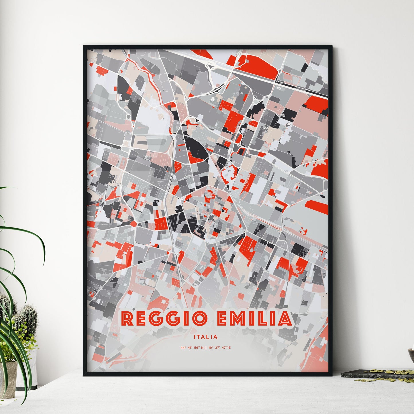 Colorful Reggio Emilia Italy Fine Art Map Modern Expressive